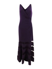 Lauren Ralph Lauren Women's Tulle-Panel Jersey Gown (6, Purple)