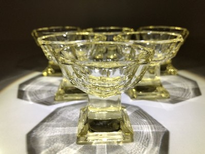 Vintage Moser Likörgläser Set Art déco-Design Tschechoslowakei 20-30er