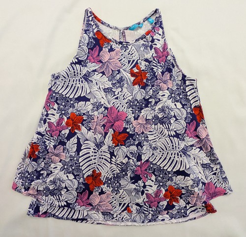 Tori Richard Honolulu Swing Layered Tank Top Hawaiian Multicolor Floral Large L