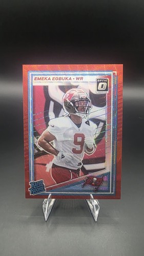 2025 Panini Donruss Rated Rookie Emeka Egbuka #375 Optic Preview Red Wave Prizm