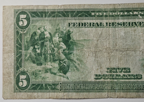 FR-875 1914 $5 F.R.N. OF CHICAGO (WHITE/MELLON) H38824275A - Picture 6 of 6