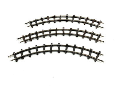 3 Stück  Egger-Bahn 3I01, gebogene Schienen (ein Halbkreis), breite Schwellen