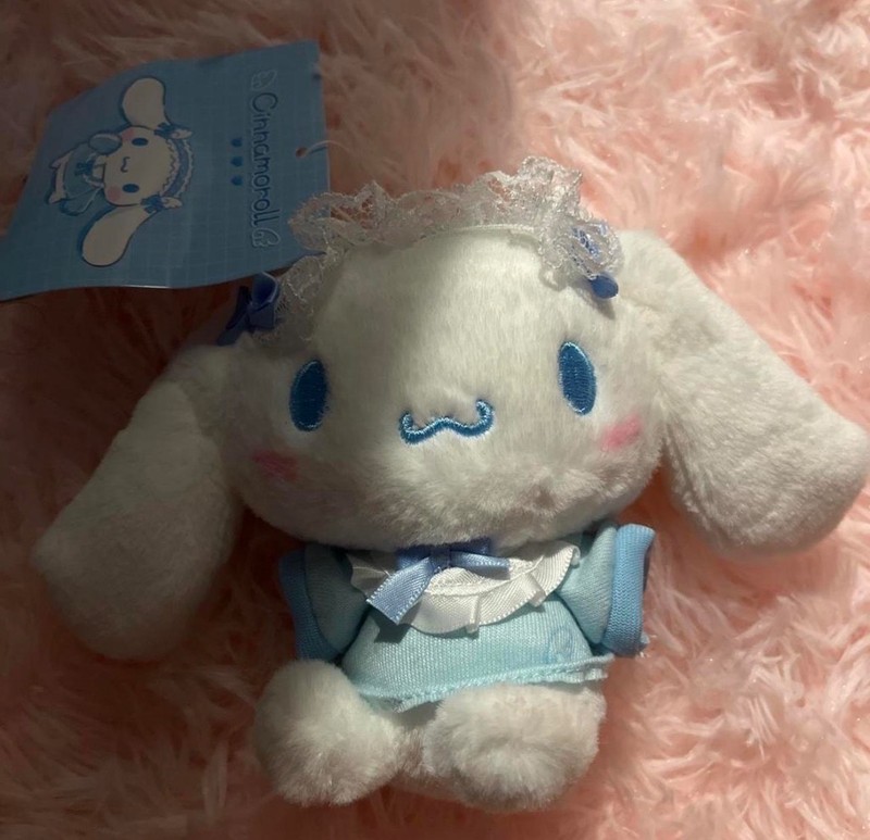 cinnamoroll plush with maid outfit blue and white and has wings on back!