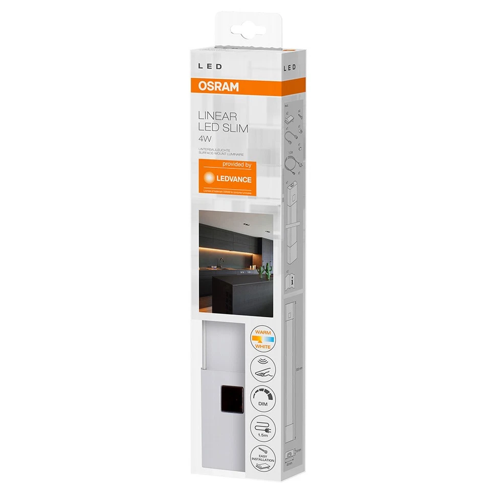 Osram LED Unterbauleuchte Linear Slim Grau 30cm 4W 290lm warmweiß 3000K Sensor - Bild 4 von 4