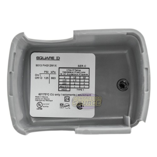 Square D 95-125 PSI Air Compressor Pressure Switch Control Valve 9013FHG12J52M1X - Picture 9 of 9
