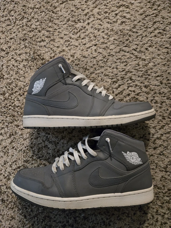 Nike Air Jordan 1 Mid Cool Grey/white Mens Size 12 - Image 2 of 4