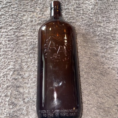 Vintage Empty Age(AA) 4/5 Quart Amber Whiskey Bottle Embossed 14'' Corked Top
