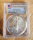 2016 American Silver Eagle 30th Anniversary, PCGS MS70 First Strike