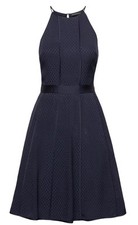 Banana Republic Polka Dot Paneled Fit-and-Flare Dress, Sz 6 Petite Navy