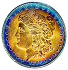 1889-P Gem BU +  Morgan Dollar Lovely Album Rainbow Color Toned