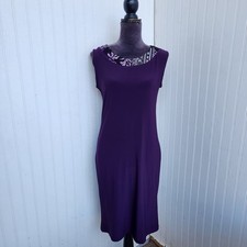 R M Richards Womens Eggplant Purple Sleeveless Tank Dress Stretch Sz 8