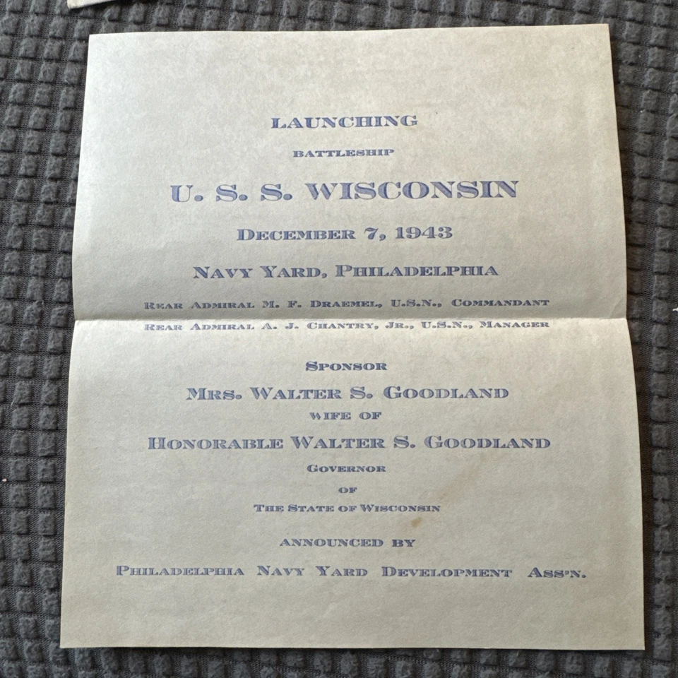 威斯康星号航空母舰首日发布封面和小册子  — 第 2/4 张图片