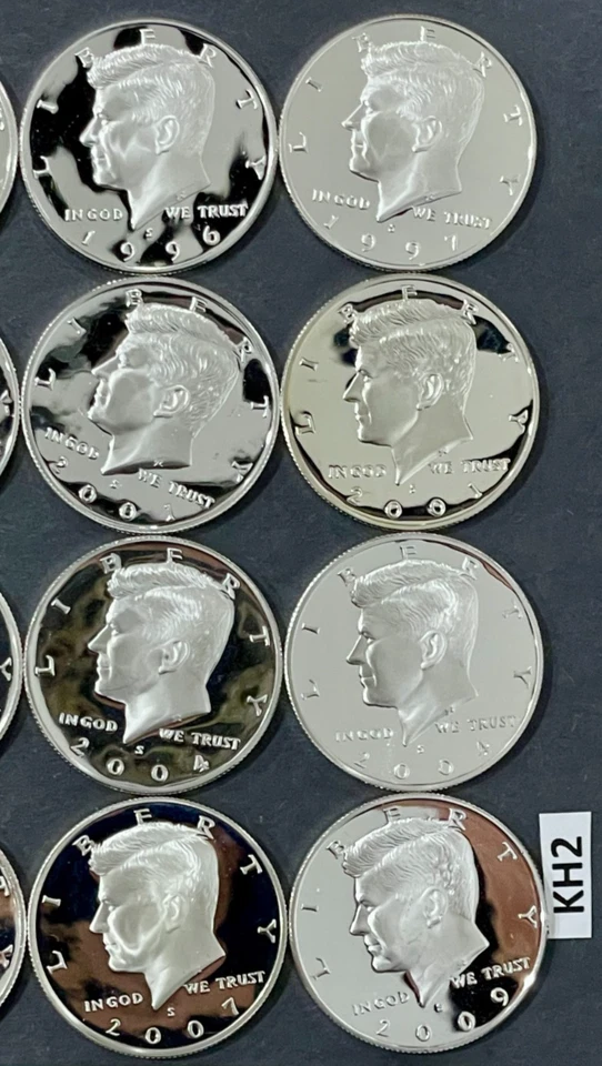 Kennedy Silver Half Dollars Roll Lot of 20 DEEP CAMEO 90% SILVER PROOF 1992-2009 - Image 3 of 4