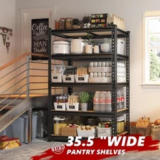 Heavy Duty 5-Tier Adjustable Garage Shelves - 2020lbs Capacity, Black