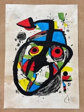 Joan Miro (Handmade) Drawing on antique paper Signed and Sealed size 21x29.5