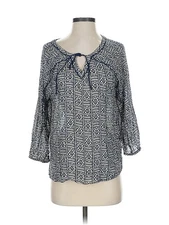 John Robshaw for Lucky Women Blue 3/4 Sleeve Blouse S