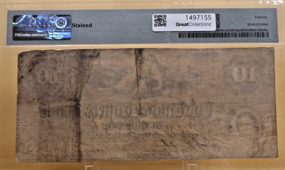 1859 $10 Note PMG 20 Very Fine - Timber Cutter's Bank Savannah Georgia - Image 2 of 4