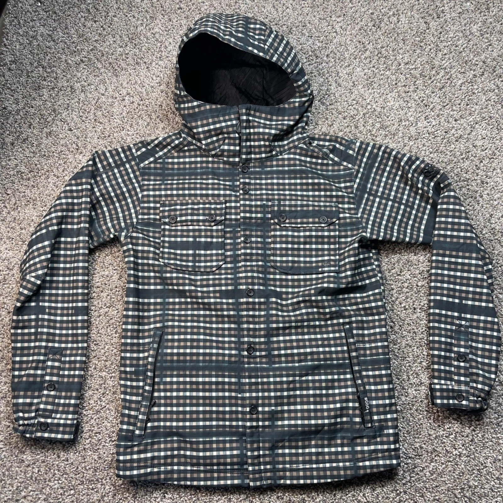 686 Plexus Clash Softshell Jacket Men's Small Plaid infiDRY Waterproof L1WLAY02