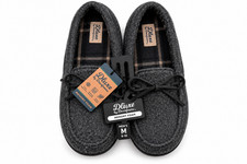 Dearfoams Deluxe Men s Memory Foam Moccasin Slippers Gray Size M 9-10 NWT