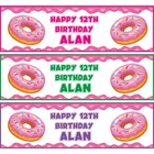 Personalised Donut Birthday Banner Sweet Themed Party Decoration (Pack of 2)