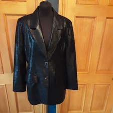 Millennium Ready For 2000 Black Shiny Blazer Button Up Jacket Vintage Medium