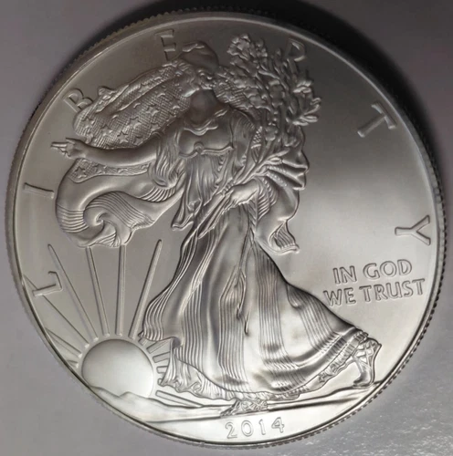 2014 SILVER EAGLE BRILLANT UNCIRCULATED BLAST WHITE COIN FRESH FROM ROLL