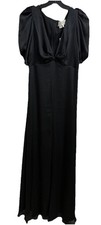 Sachin & Babi Alli Gown Black Puff Sleeve Deep V Maxi Dress Women's Size 4 NWT