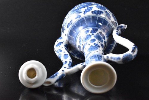 E202: XF Chinese Blue&White Dragon Muffle painting TEAPOT Kyusu Sencha, auto - Afbeelding 7 van 10