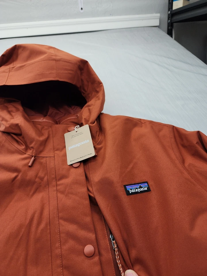 New Patagonia Women's Pine Bank 3-in-1 Parka Burnished Red Orange Medium $549 - Image 3 of 4