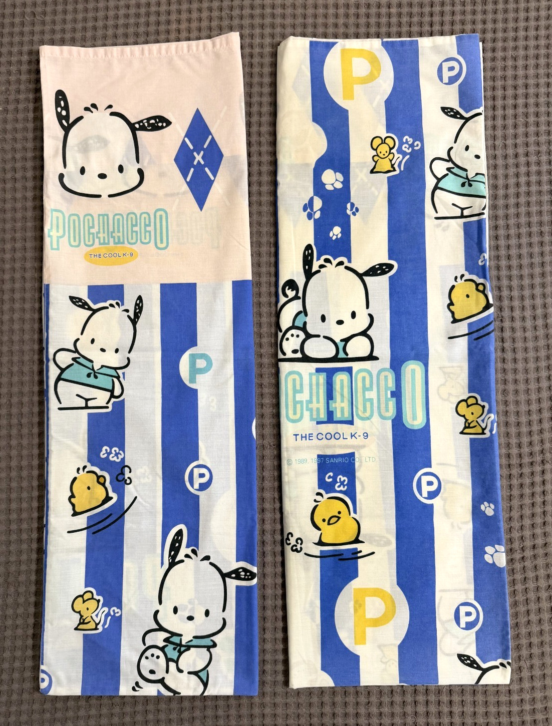Lote de 2 Fundas de Almohada Sanrio Pochacco 1999 De Colección Raras Azul Kawaii Japón Ropa de Cama