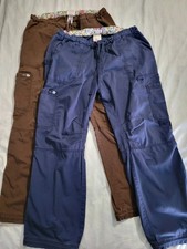 Koi Scrub Pants Lot of 2 Size Large Navy Blue Brown Lindsey 701-R Drawstring