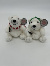 1997 Collectible Coca Cola Polar Bear Bean Bag Plush - Set Of 2 With Tags