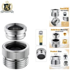 Solid Brass Faucet Adapter with Aerator for Garden Hose - 55/64" Threads