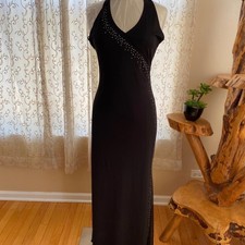 Black Evening Gown with Rhinestone Detailing