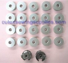 20 ALUMINUM BOBBINS  2 BOBBIN CASES INDUSTRIAL SINGLE NEEDLE SEWING MACHINES
