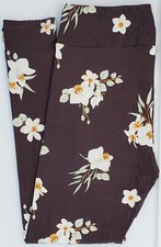 OS LuLaRoe One Size Leggings Cute White Flowers on Dark Gray NWT K45