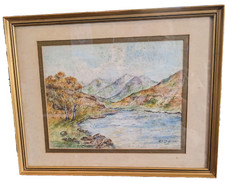 ANTIQUE Watercolor LANDSCAPE Painting C A Stephenson 1858 Rococo