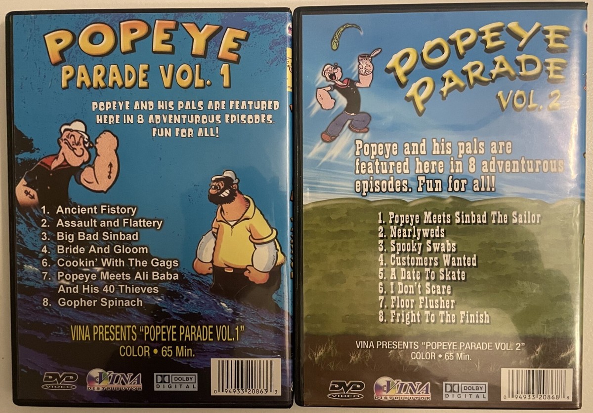 Popeye Parade Vol. 1 & Vol. 2 (DVD, 2009) 16 Episodes Vina