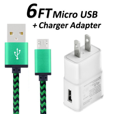 6 FT Micro USB Charger Data Cable and USB Charger Adapter For Android Devices