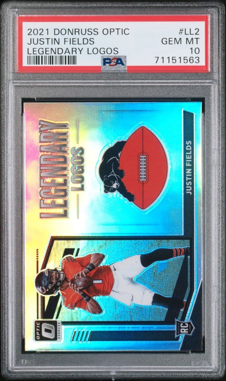 2021 Donruss Optic Justin Fields 🔥 Legendary Logos Rookie PSA 10 GEM MT Bears