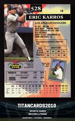 Eric Karros 1993 Stadium Club Los Angeles Dodgers MLB Baseball
