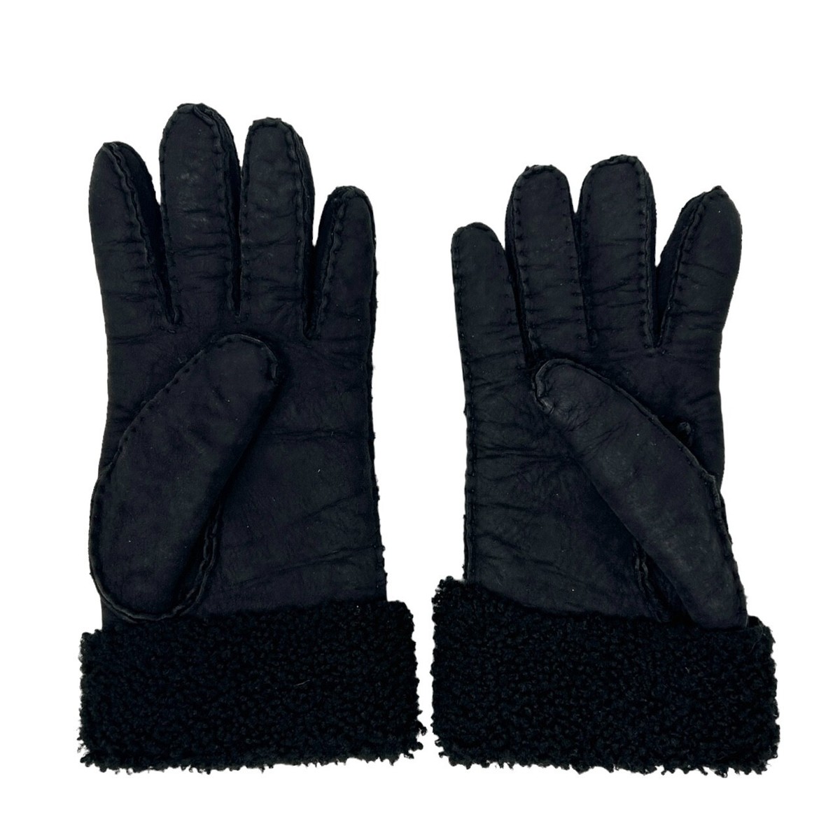 GUCCI Vintage GG Interlocking Logo Gloves #7.5 Black Silver