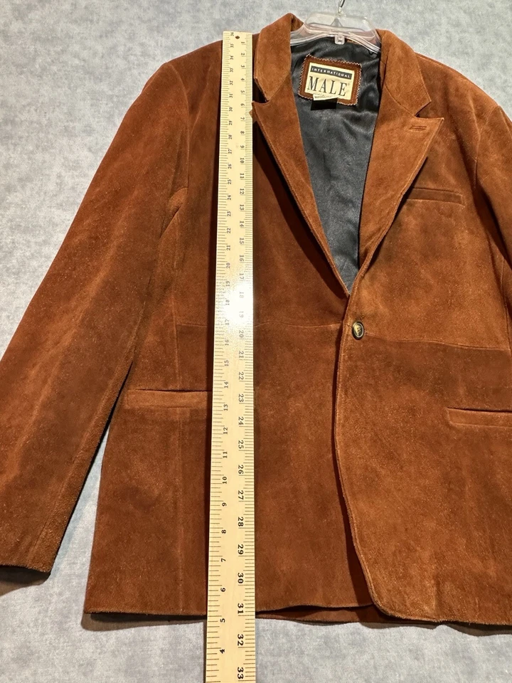 VTG Leather International Male Trucker Jacket Men Brown Pure Suede XL - Image 4 of 4