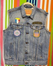 VTG Levi's Big E Denim Vest Type 3 Denim Trucker Jacket 1970s Size MEDIUM Patchs