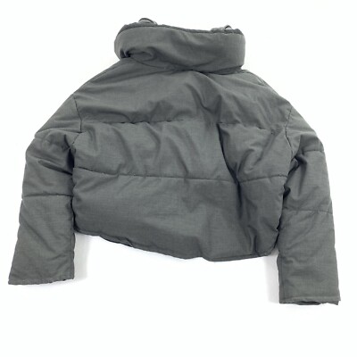 Zara Cropped Puffer Coat Size Medium Womens Dark Gray Winter Cold