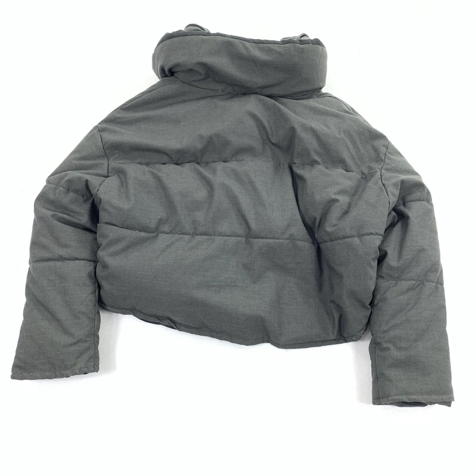 Zara Cropped Puffer Coat Size Medium Womens Dark Gray Winter Cold Weather Jacket - Image 2 of 4