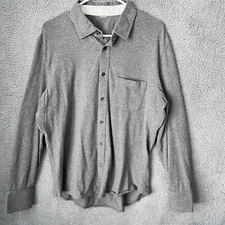 Kit + Ace Shirt Mens Medium Grey Sector Button Up Long Sleeve Stretch Performace