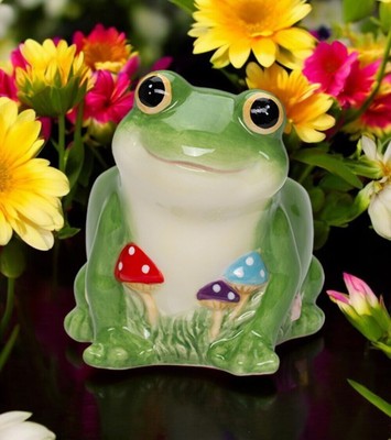 Ceramic Frog with Mushrooms Flower Pot, Spring Decor, Frog Lover Gift, Living Ro