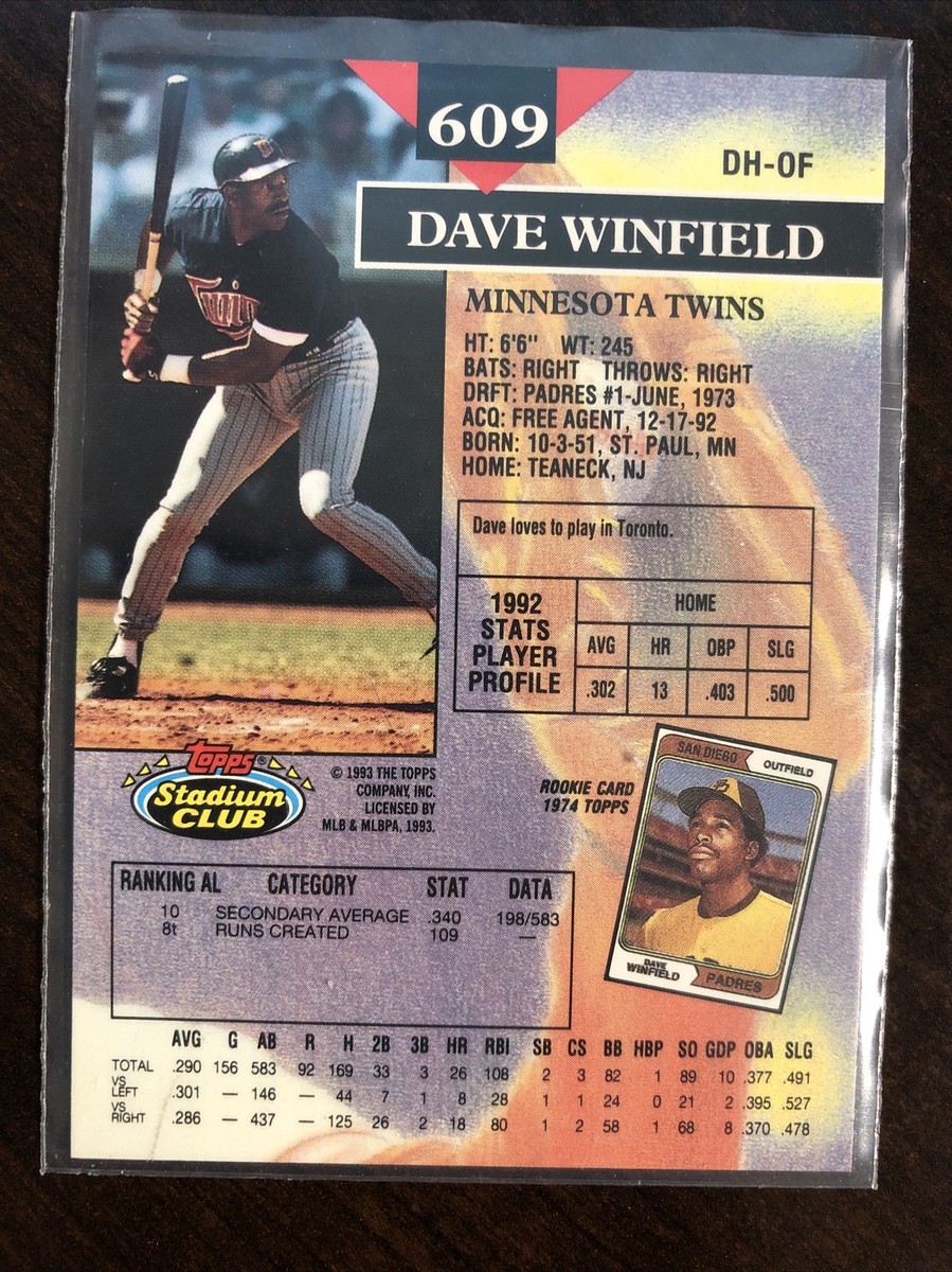 1993 Stadium Club #609 Dave Winfield Minnesota Twins | eBay