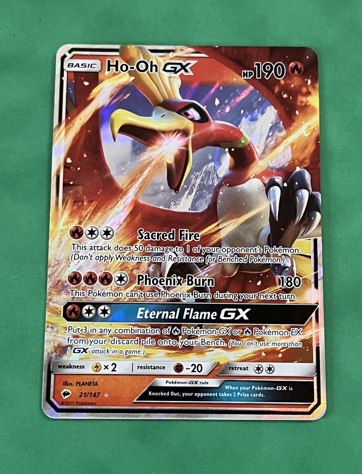 Mavin  ULTRA RARE Ho-Oh GX 21/147 Burning Shadows Legendary Pokemon Card  Holo Foil